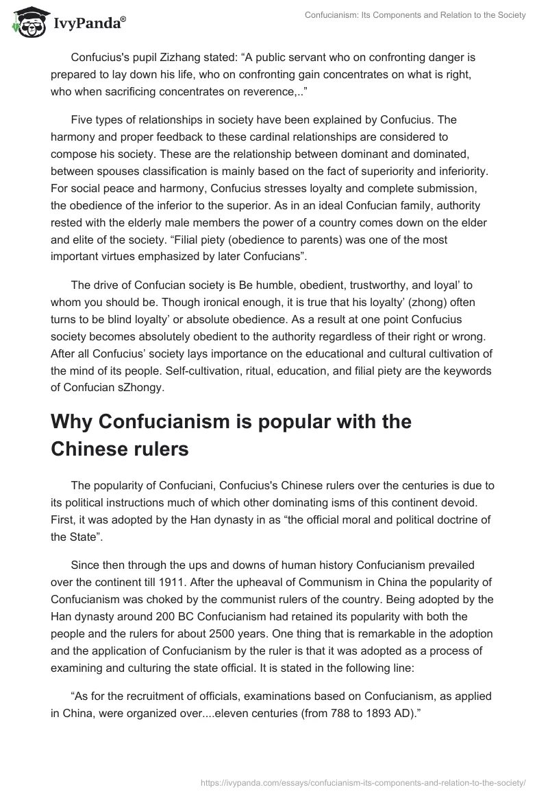 Confucianism: Its Components and Relation to the Society. Page 3