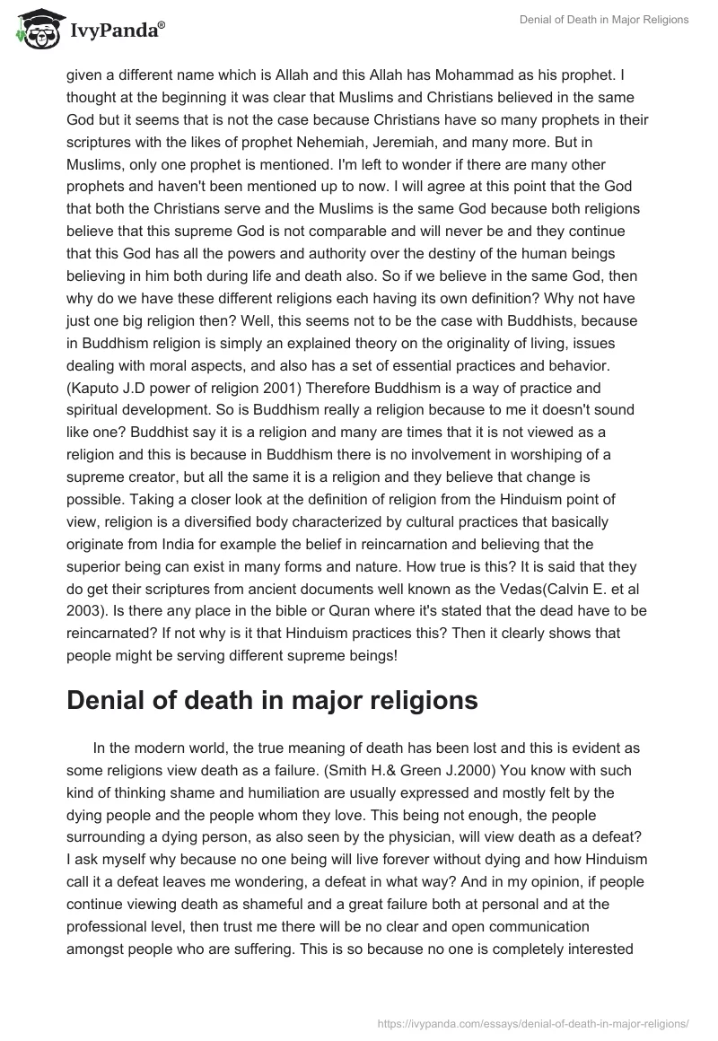 Denial of Death in Major Religions. Page 2