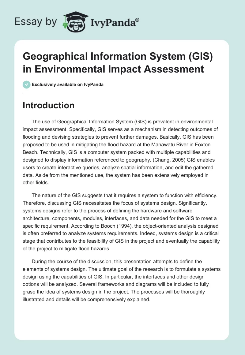 Geographical Information System (GIS) in Environmental Impact Assessment. Page 1
