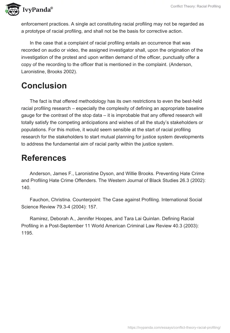 Conflict Theory: Racial Profiling. Page 4