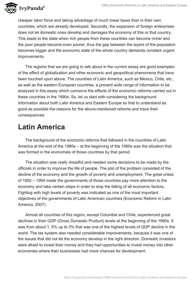 1990’s Economic Reforms in Latin America and Eastern Europe. Page 2