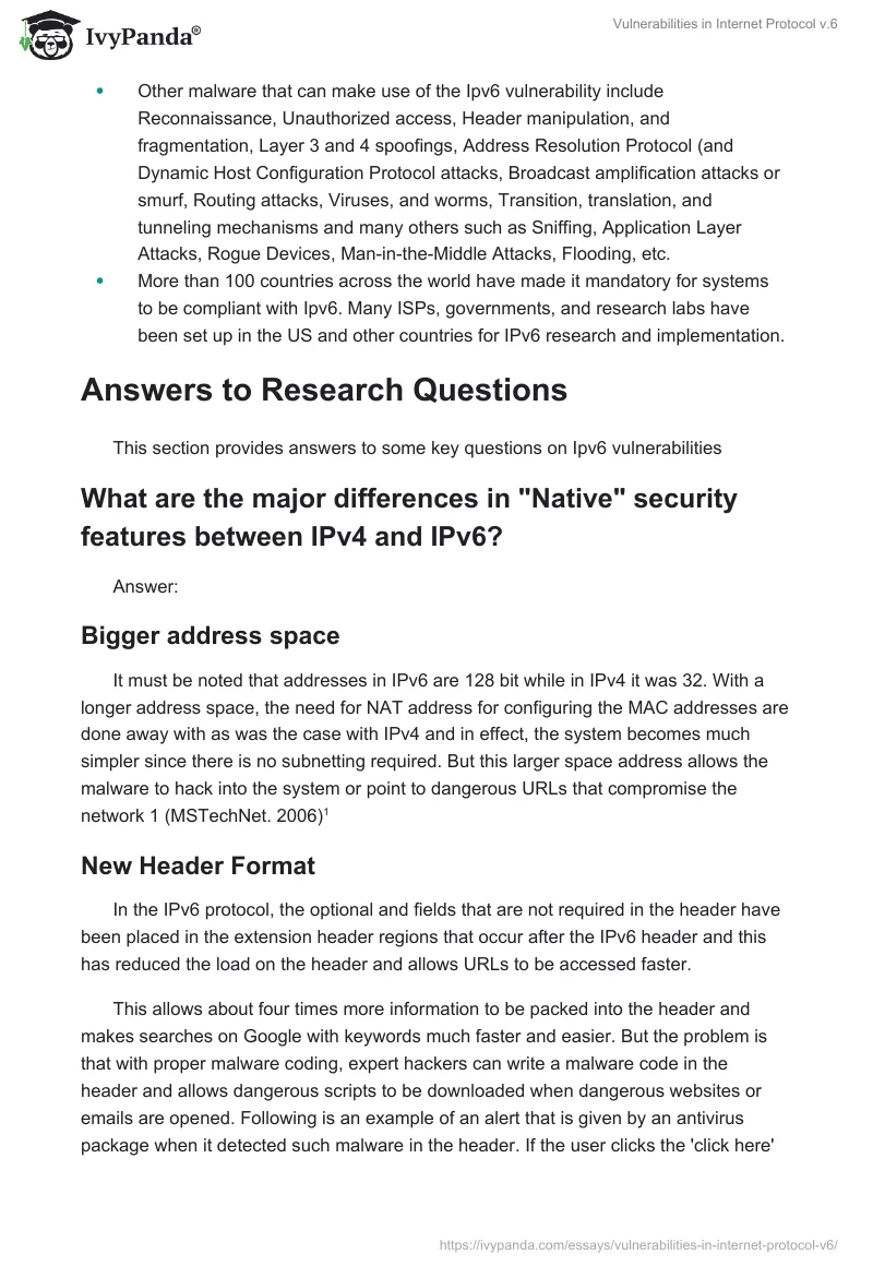 Vulnerabilities in Internet Protocol v.6. Page 2