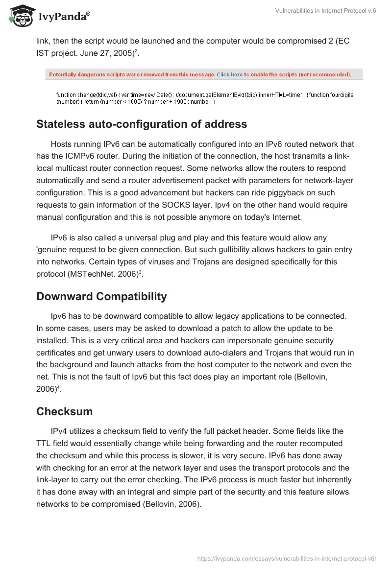 Vulnerabilities in Internet Protocol v.6. Page 3