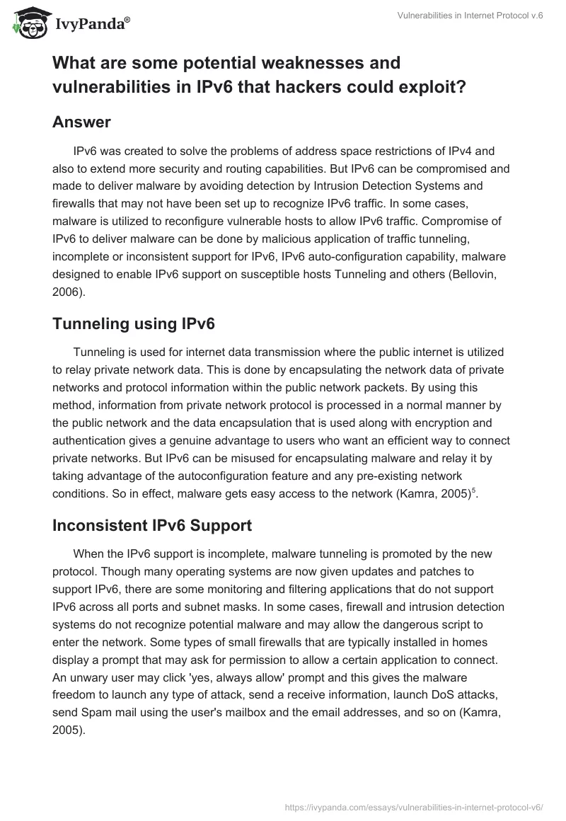 Vulnerabilities in Internet Protocol v.6. Page 4