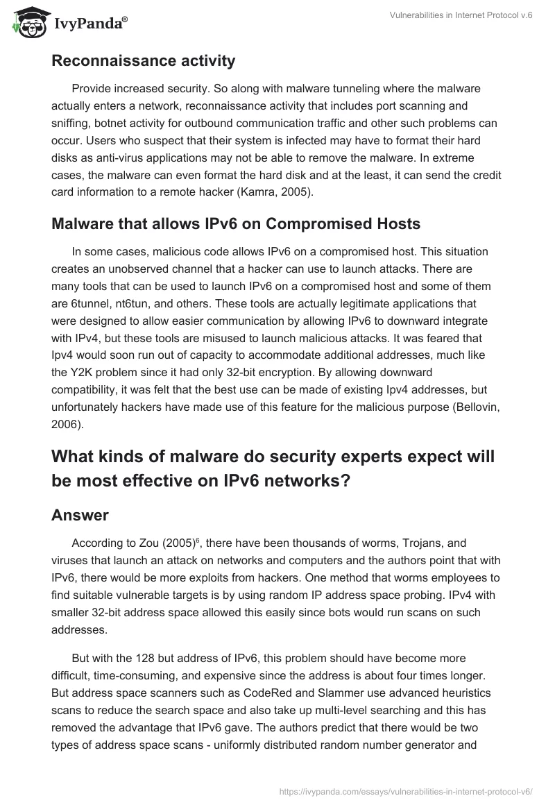 Vulnerabilities in Internet Protocol v.6. Page 5