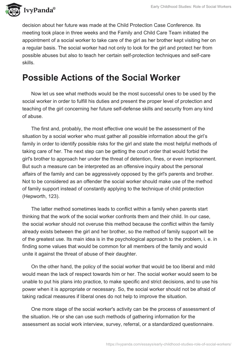 Early Childhood Studies: Role of Social Workers. Page 4