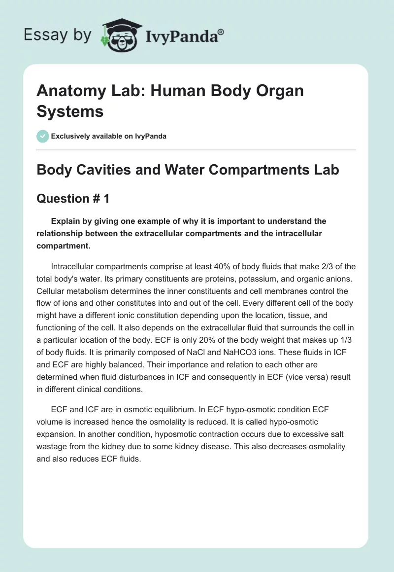 Anatomy Lab: Human Body Organ Systems. Page 1
