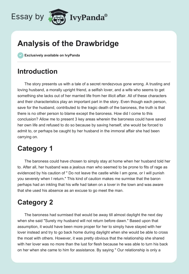 Analysis of the Drawbridge. Page 1
