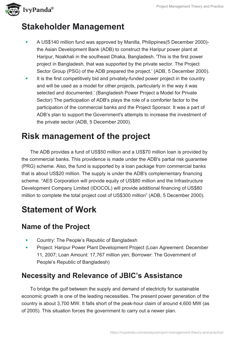 Project Management Theory and Practice. Page 4