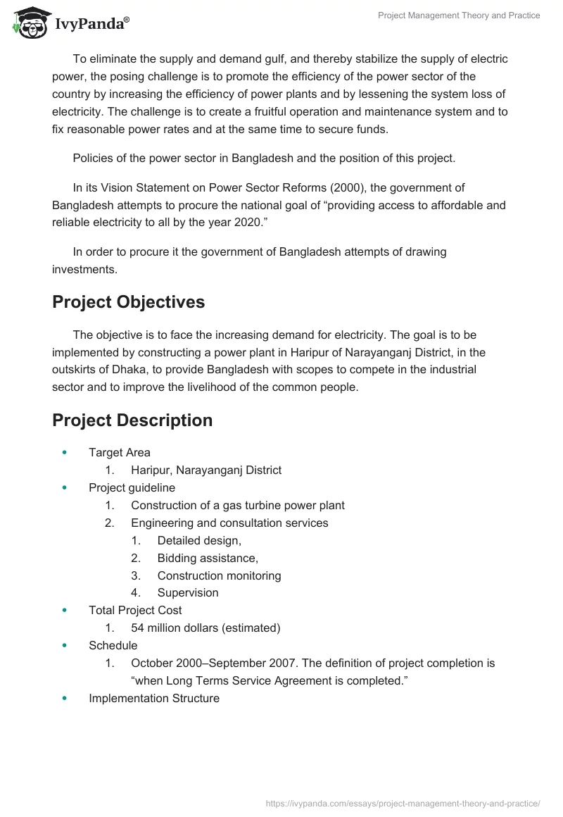 Project Management Theory and Practice. Page 5