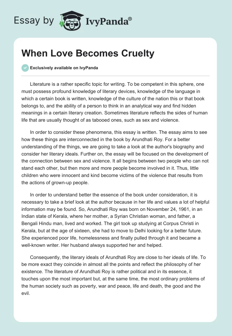When Love Becomes Cruelty. Page 1