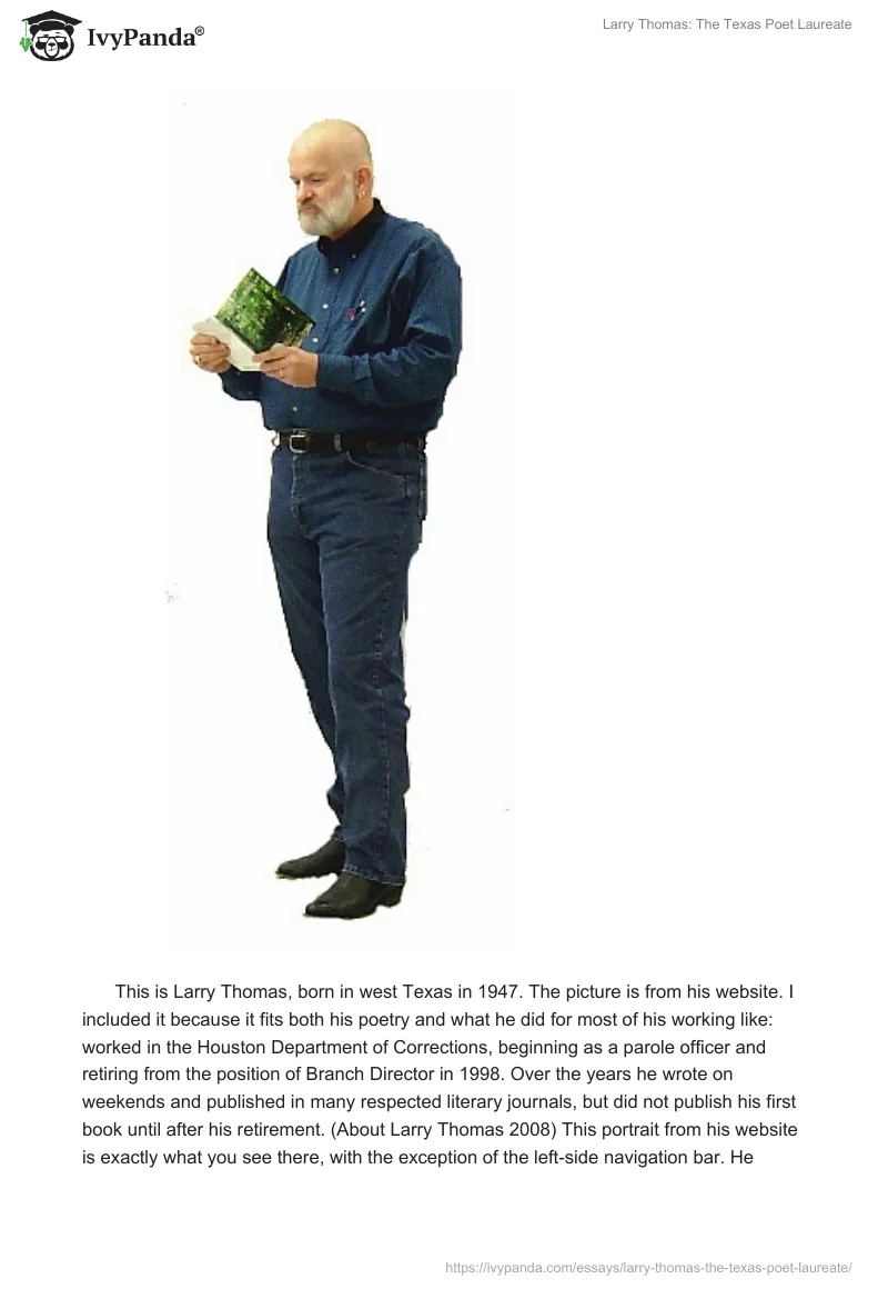 Larry Thomas: The Texas Poet Laureate. Page 2