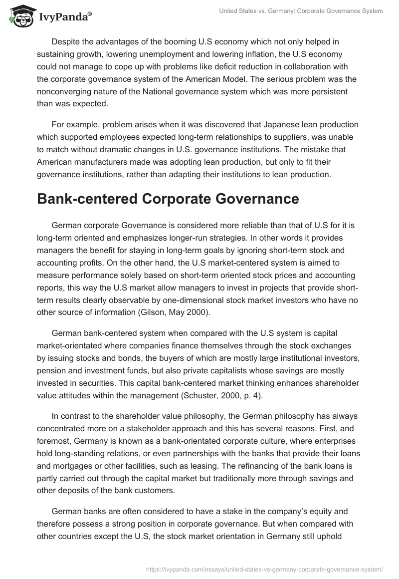 United States vs. Germany: Corporate Governance System. Page 3