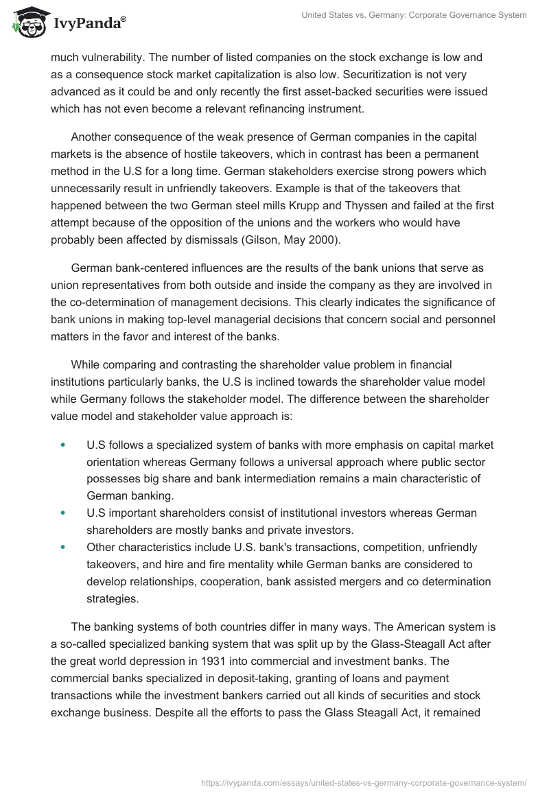 United States vs. Germany: Corporate Governance System. Page 4