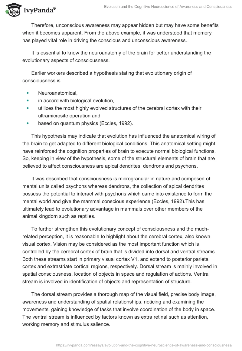 Evolution and the Cognitive Neuroscience of Awareness and Consciousness. Page 3