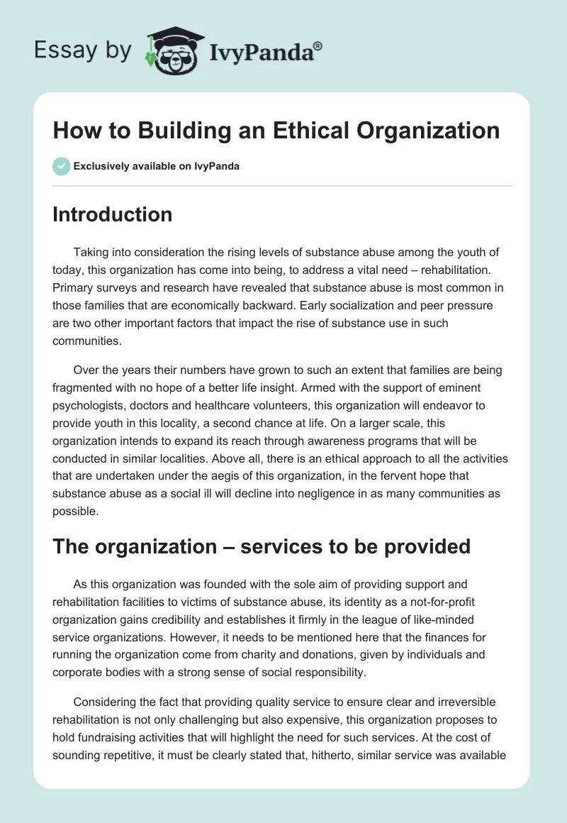How to Building an Ethical Organization. Page 1