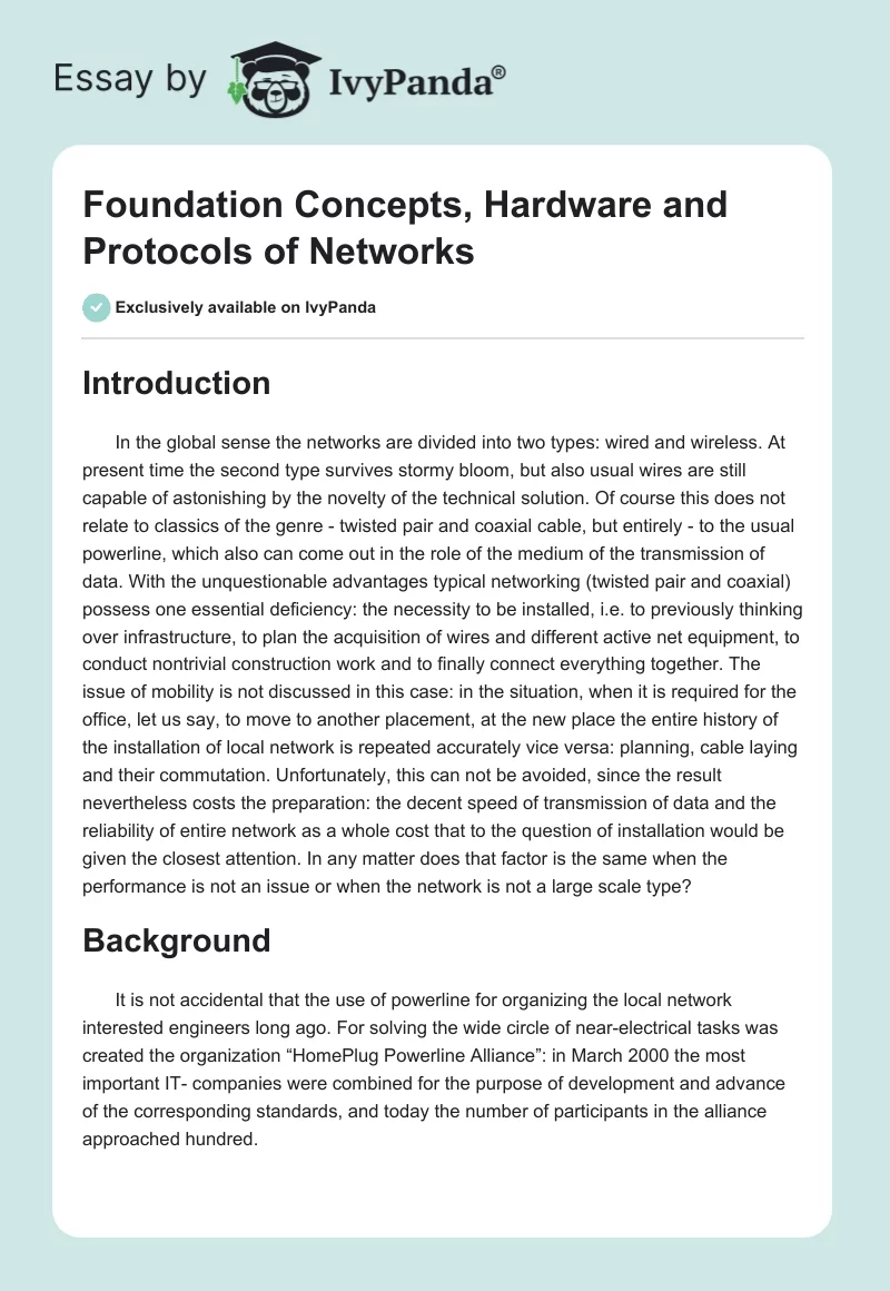 Foundation Concepts, Hardware and Protocols of Networks. Page 1