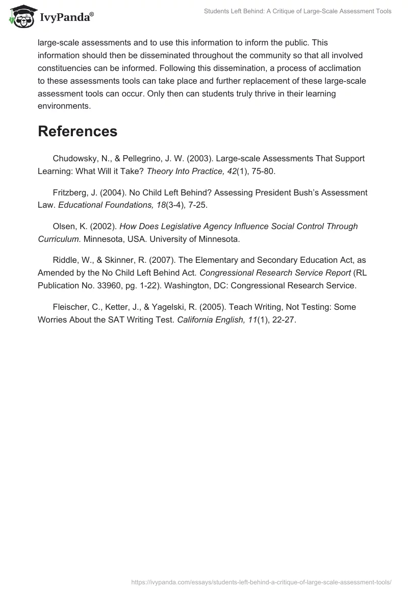 Students Left Behind: A Critique of Large-Scale Assessment Tools. Page 4