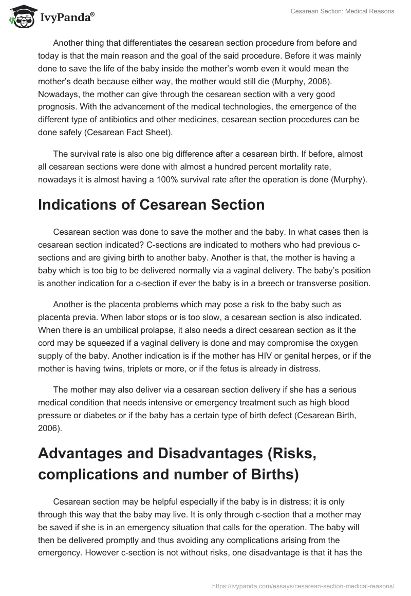 Cesarean Section: Medical Reasons. Page 3