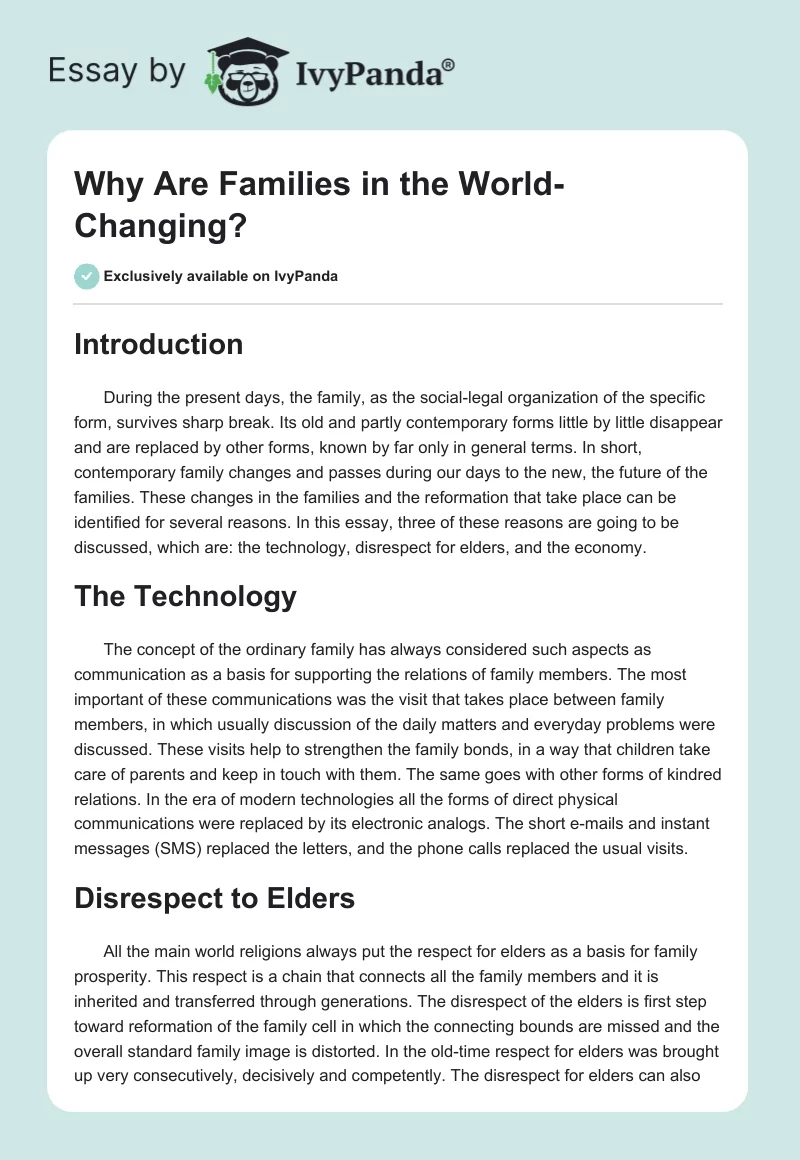 Why Are Families in the World-Changing?. Page 1