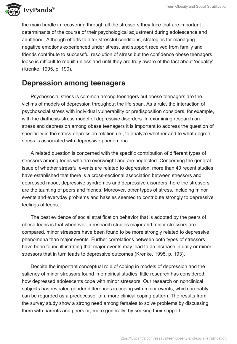 Teen Obesity and Social Stratification. Page 3