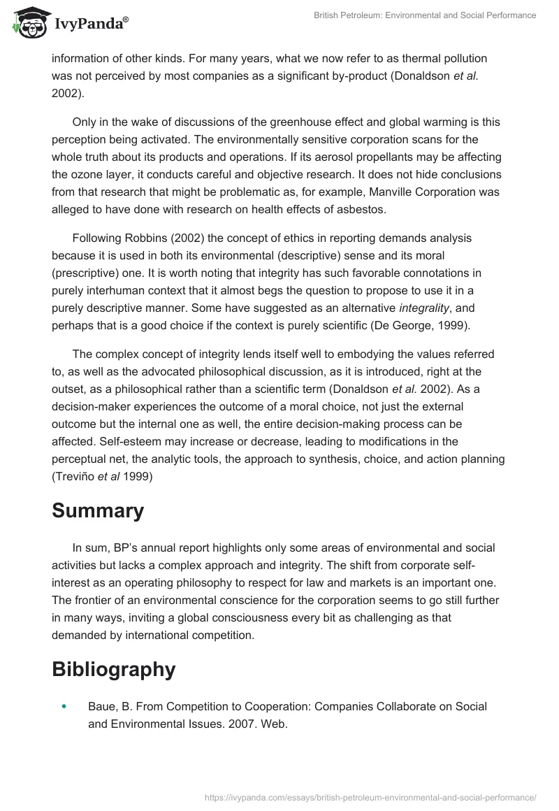 British Petroleum: Environmental and Social Performance. Page 4