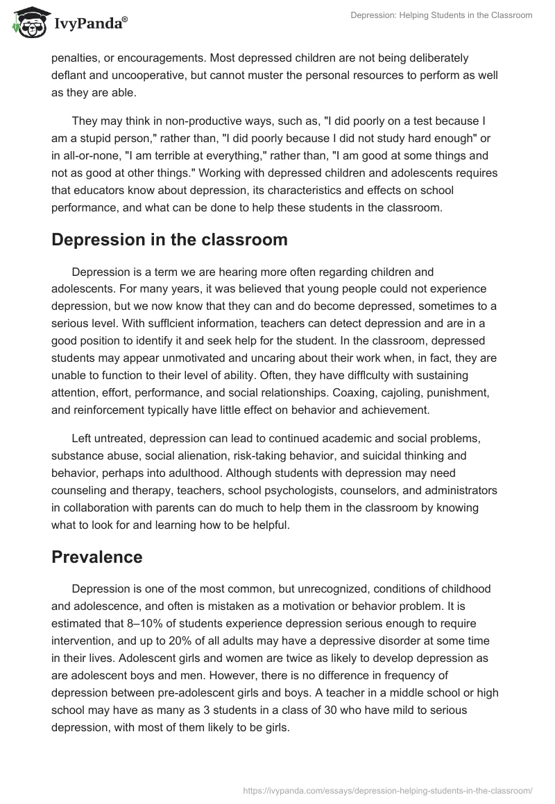 Depression: Helping Students in the Classroom. Page 2
