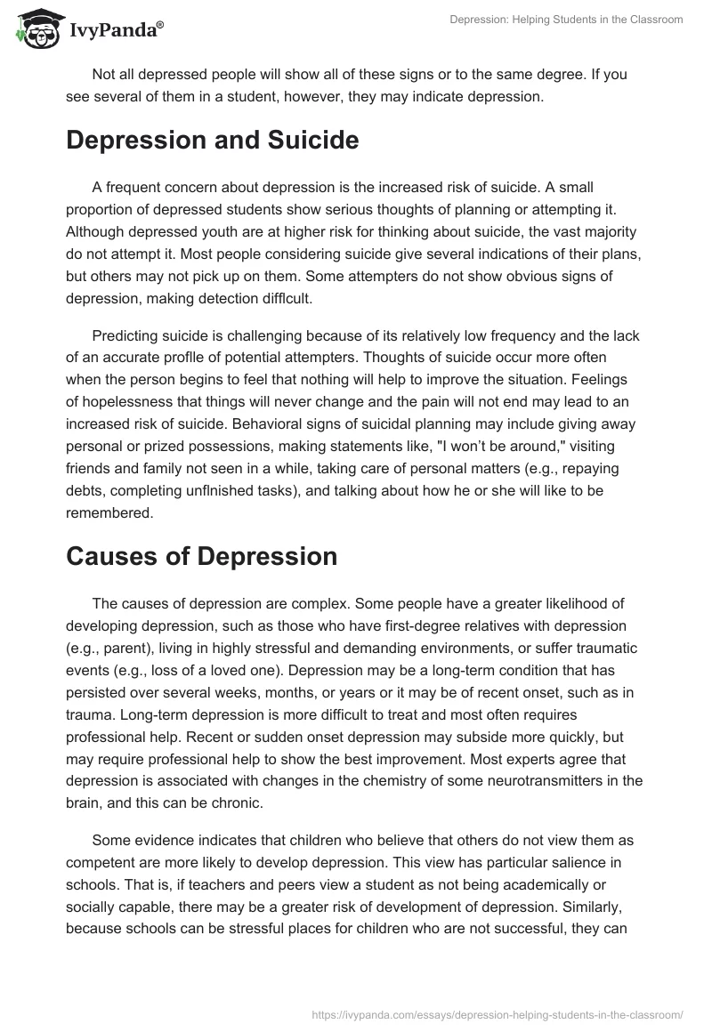 Depression: Helping Students in the Classroom. Page 4