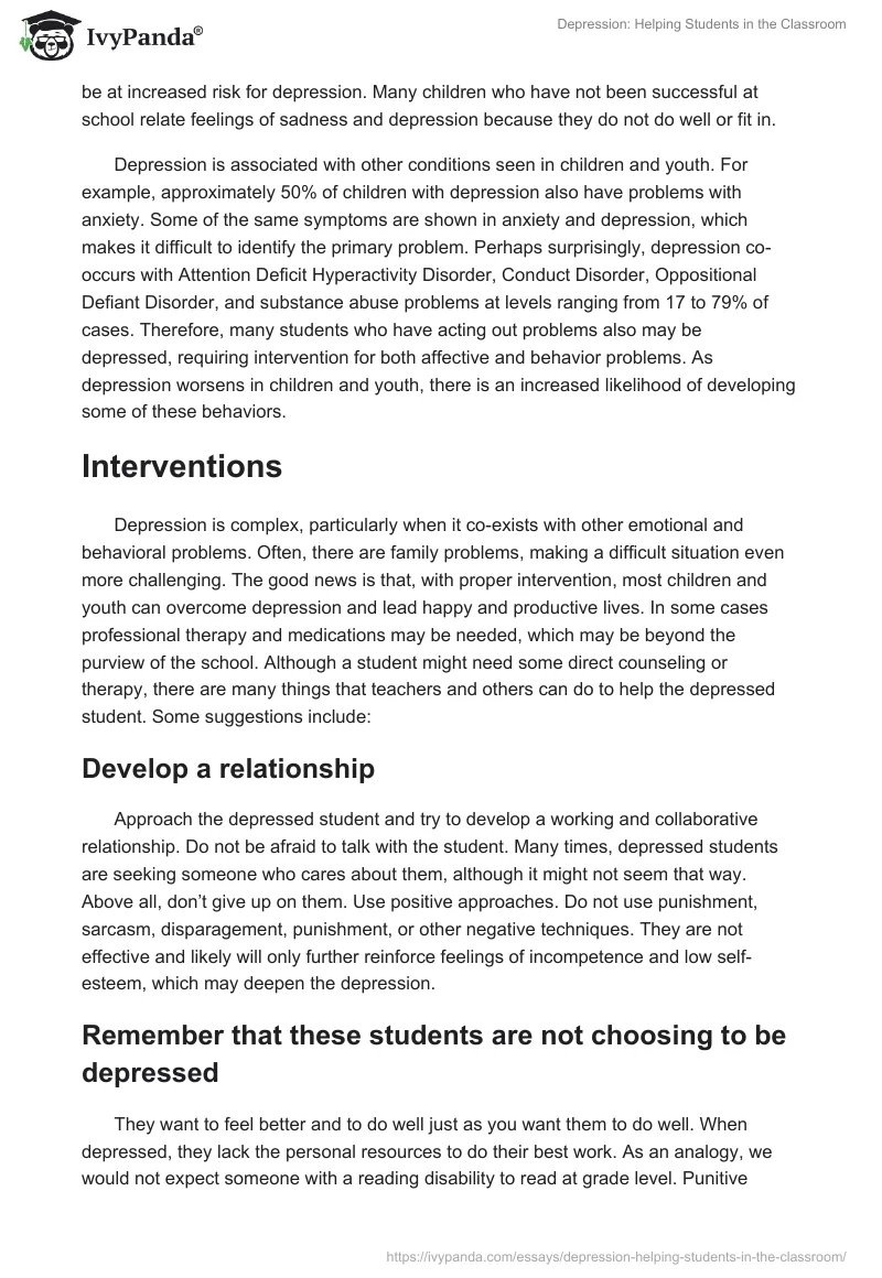 Depression: Helping Students in the Classroom. Page 5