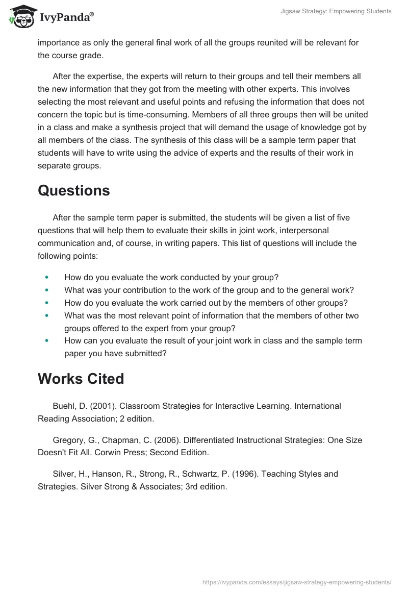 Jigsaw Strategy: Empowering Students. Page 2