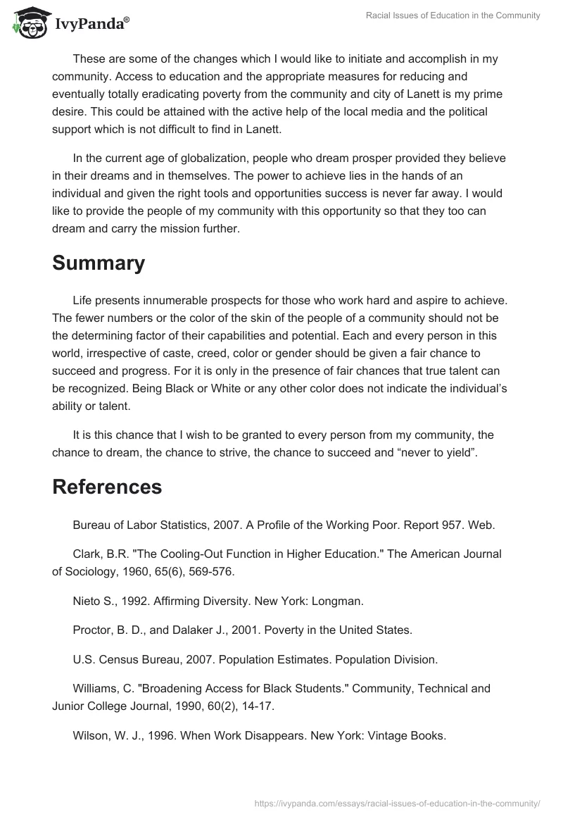 Racial Issues of Education in the Community. Page 5