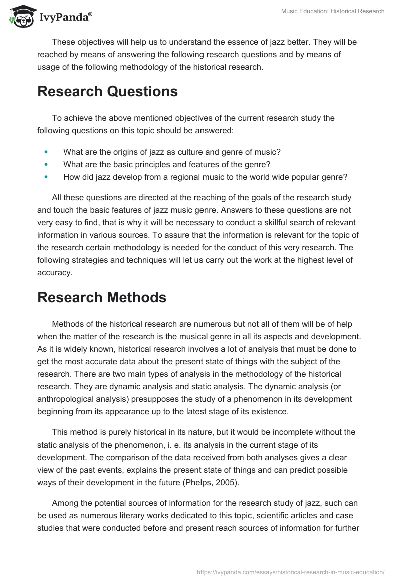Music Education: Historical Research. Page 3