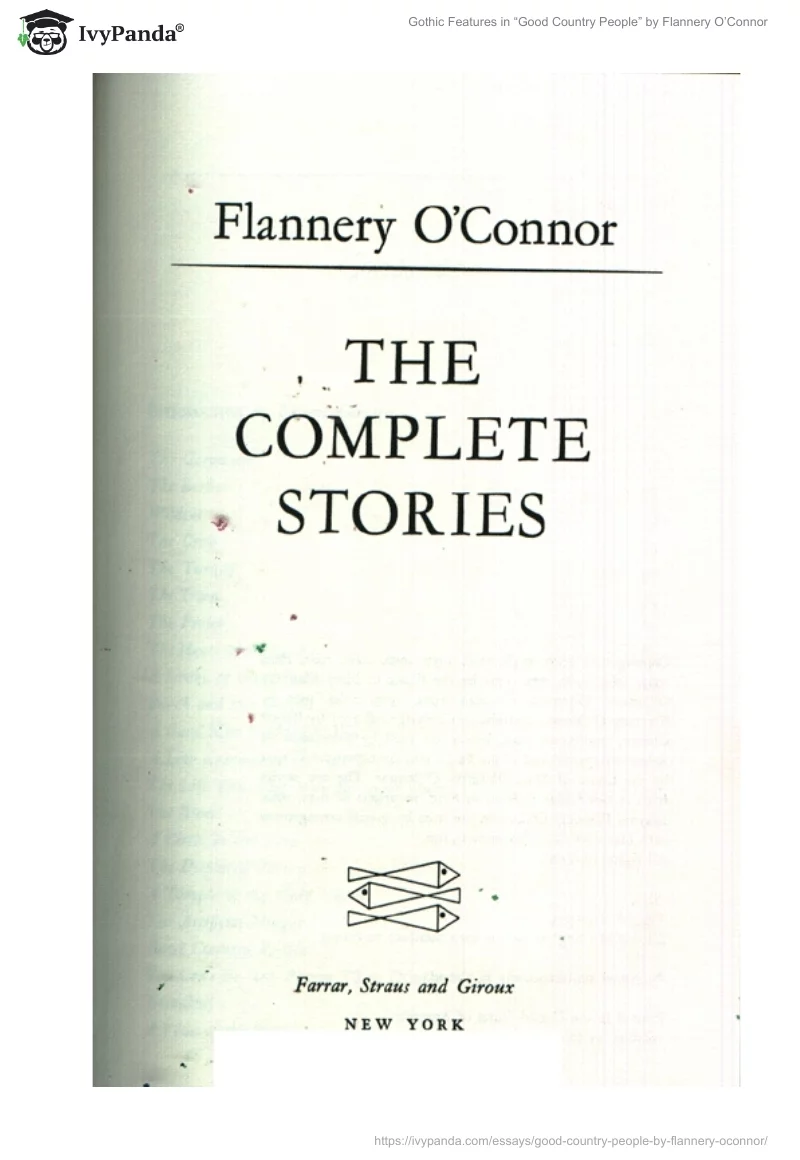 Gothic Features in “Good Country People” by Flannery O’Connor. Page 3