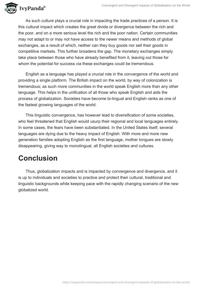 Convergent and Divergent Impacts of Globalization on the World. Page 3