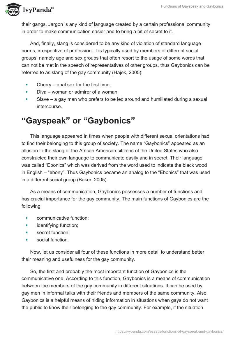Functions of Gayspeak and Gaybonics. Page 3