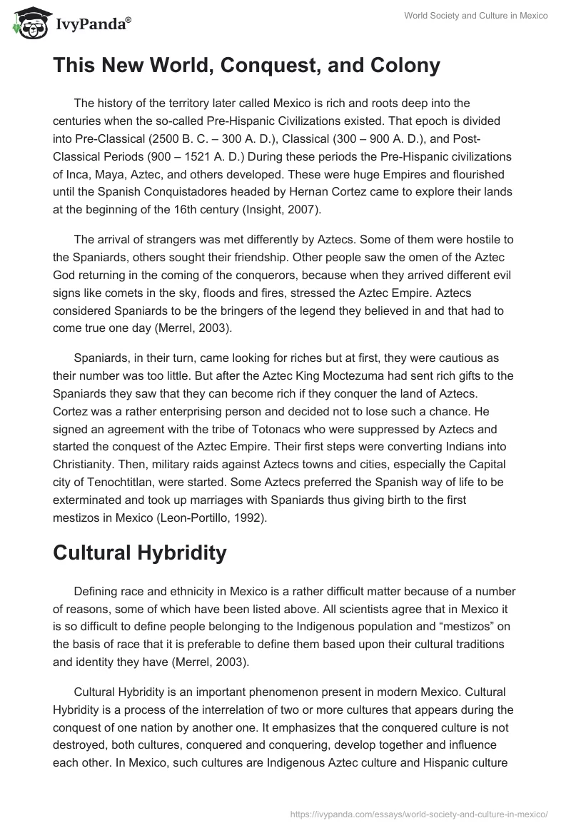 World Society and Culture in Mexico. Page 2