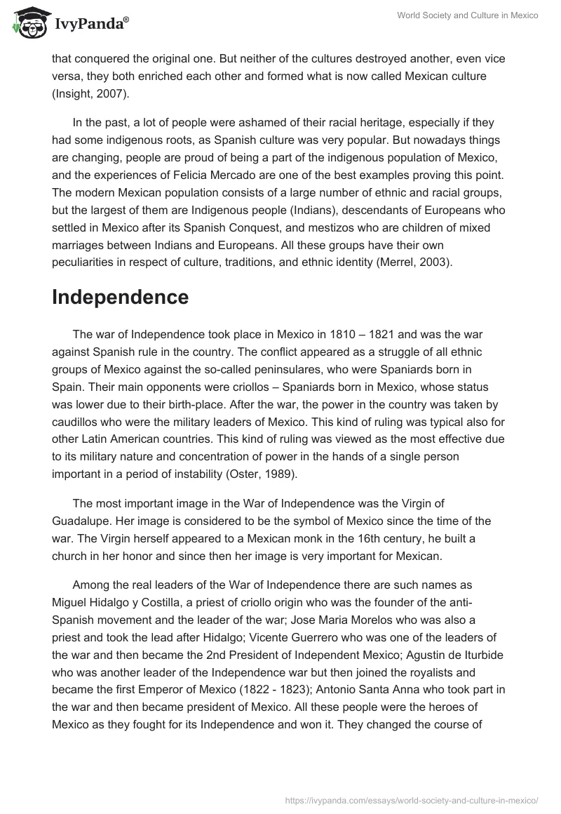 World Society and Culture in Mexico. Page 3