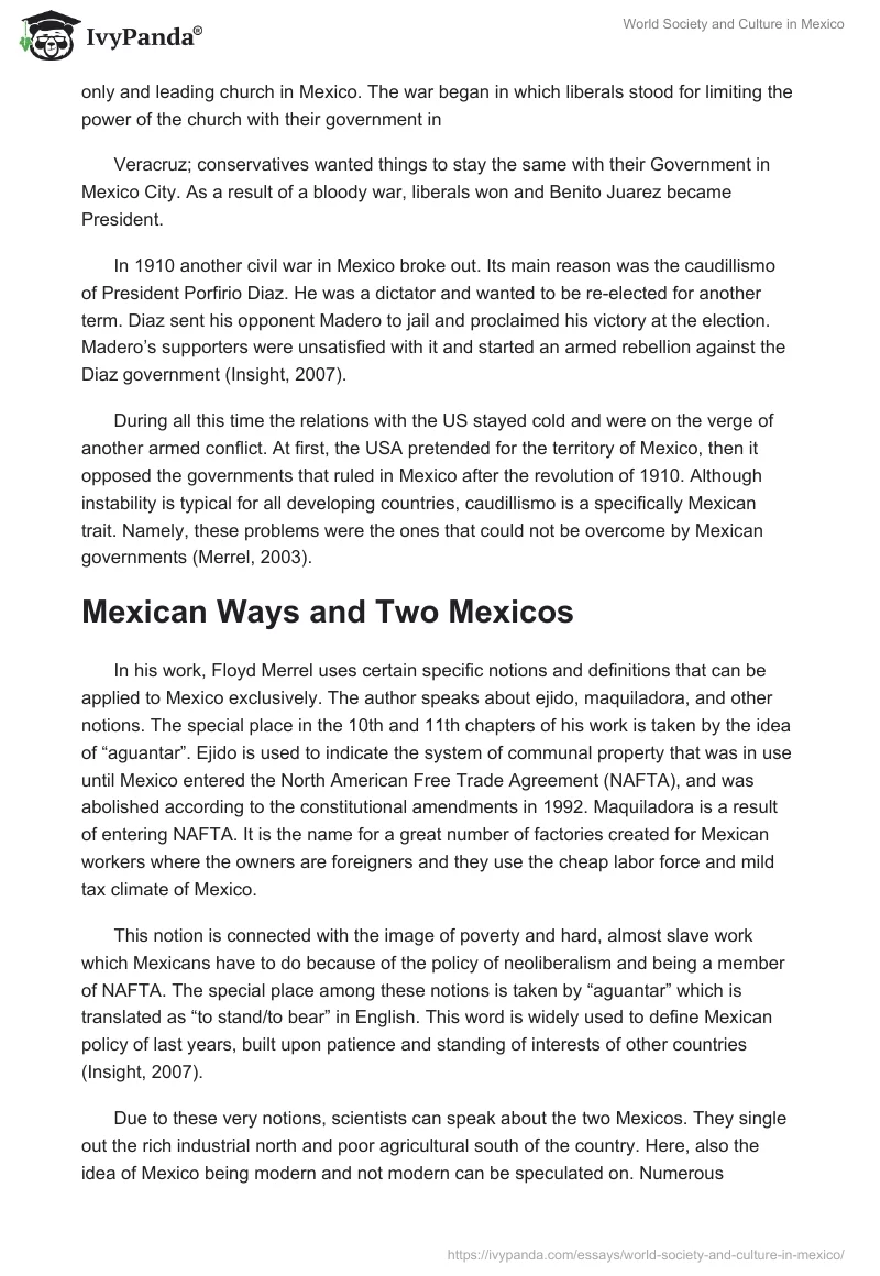 World Society and Culture in Mexico. Page 5