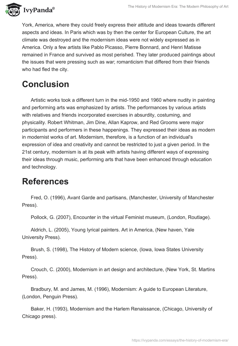 The History of Modernism Era: The Modern Philosophy of Art. Page 3
