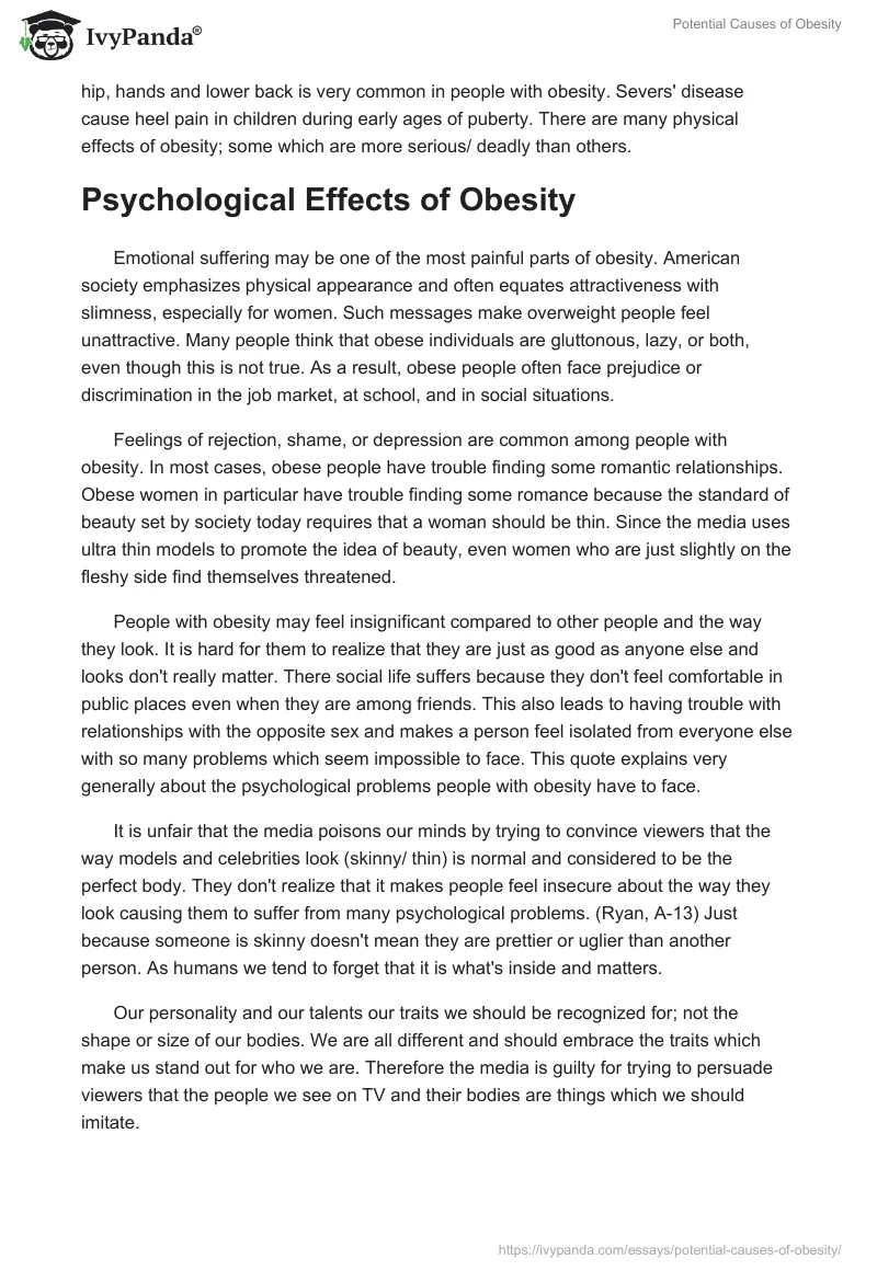 Potential Causes of Obesity. Page 3