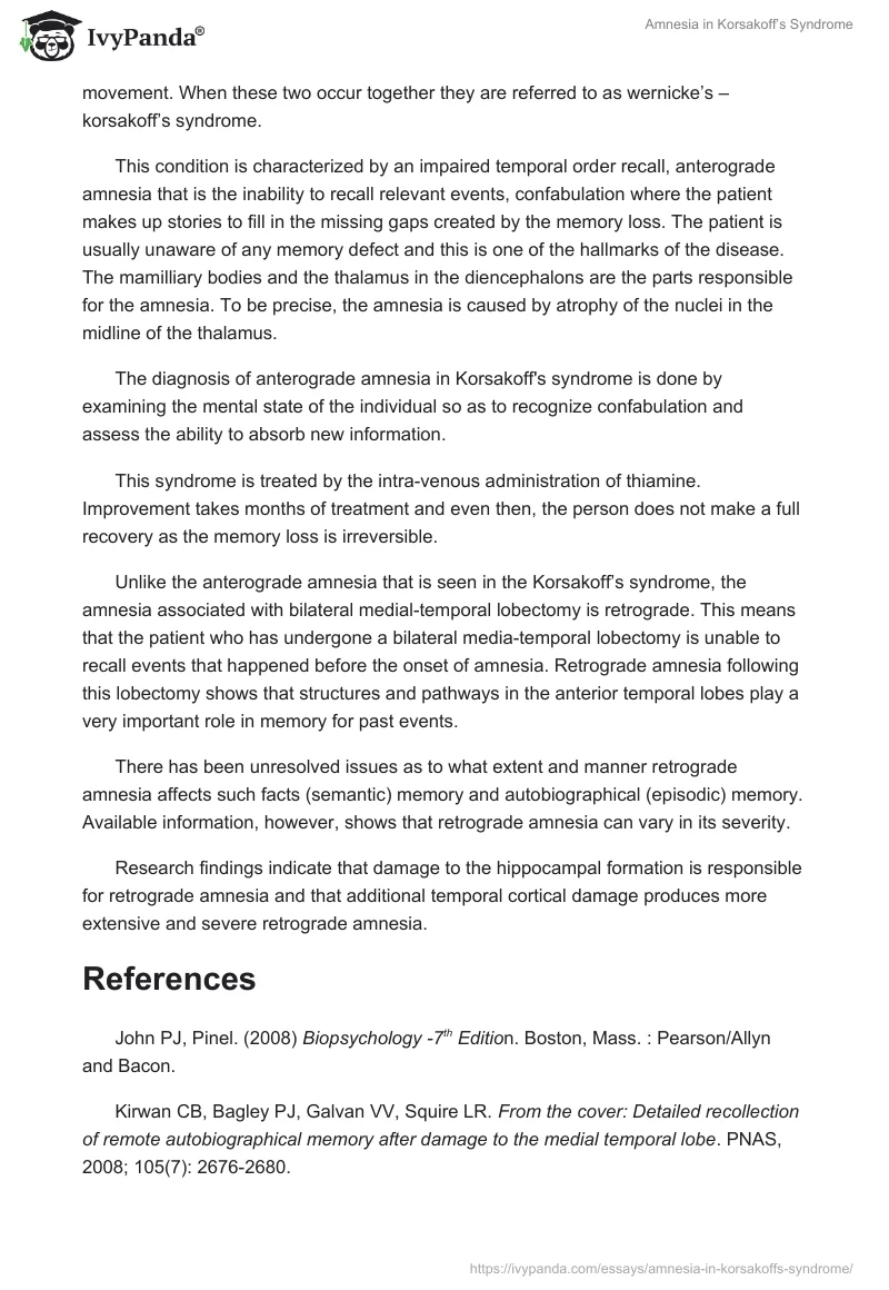 Amnesia in Korsakoff’s Syndrome. Page 2