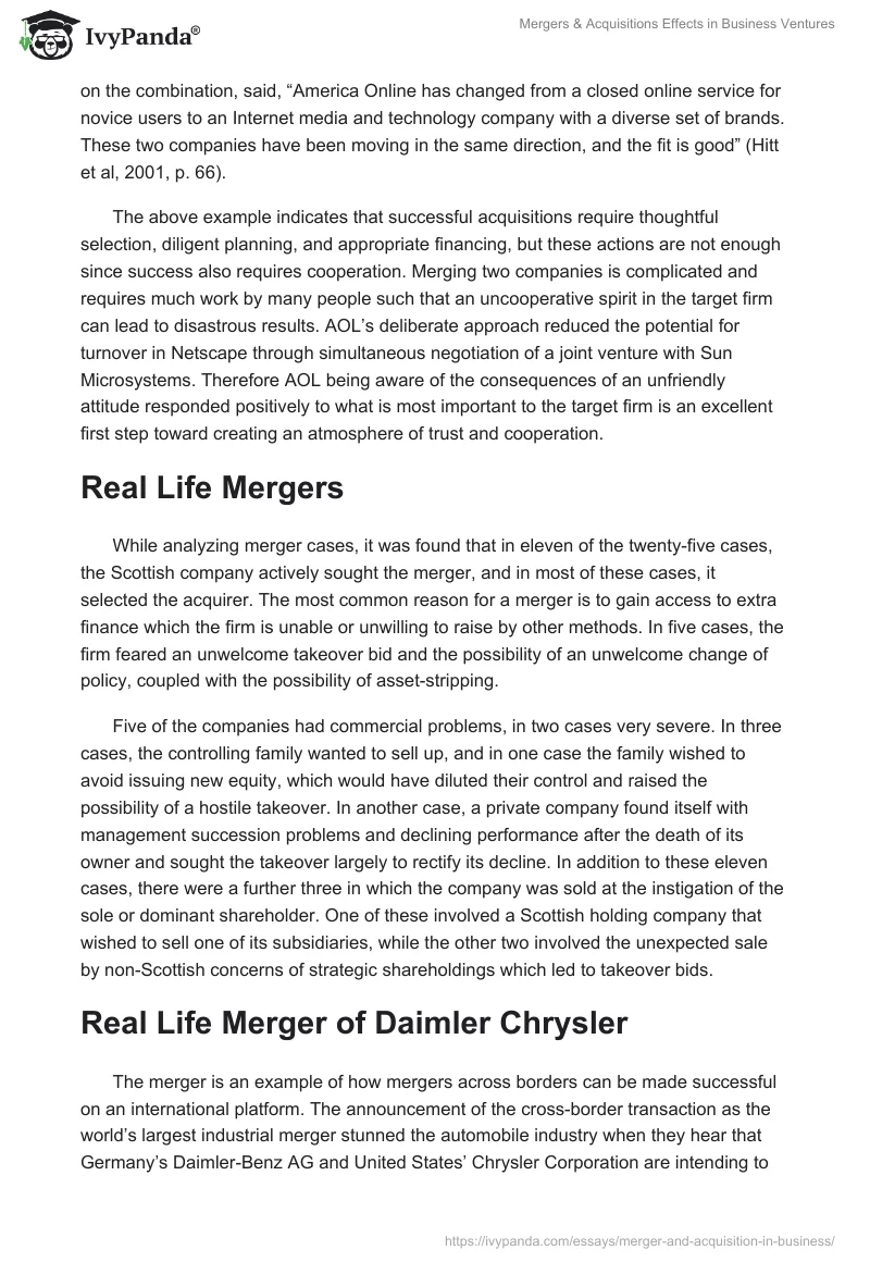 Mergers & Acquisitions Effects in Business Ventures. Page 4