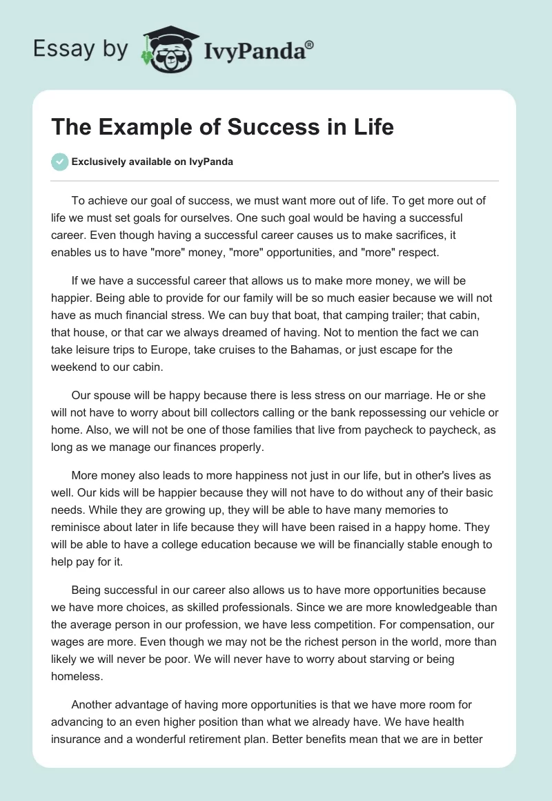 The Example of Success in Life. Page 1