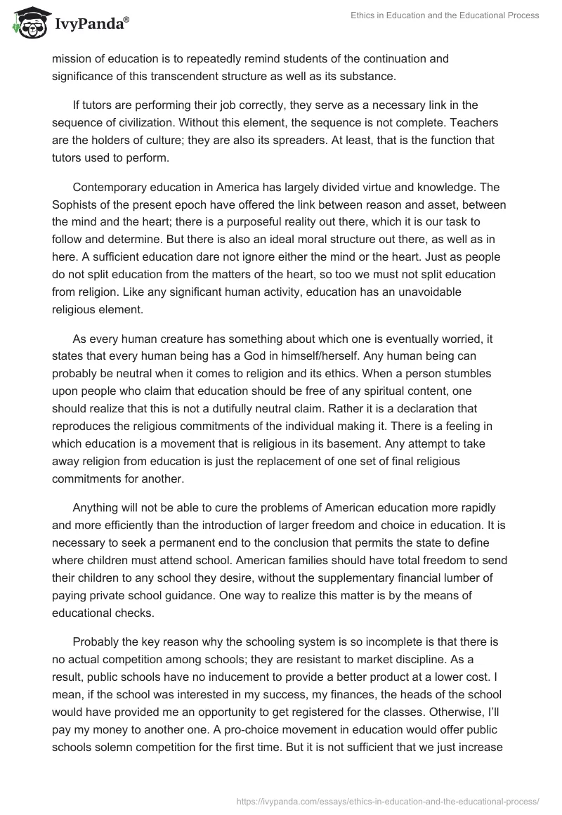 Ethics in Education and the Educational Process. Page 3