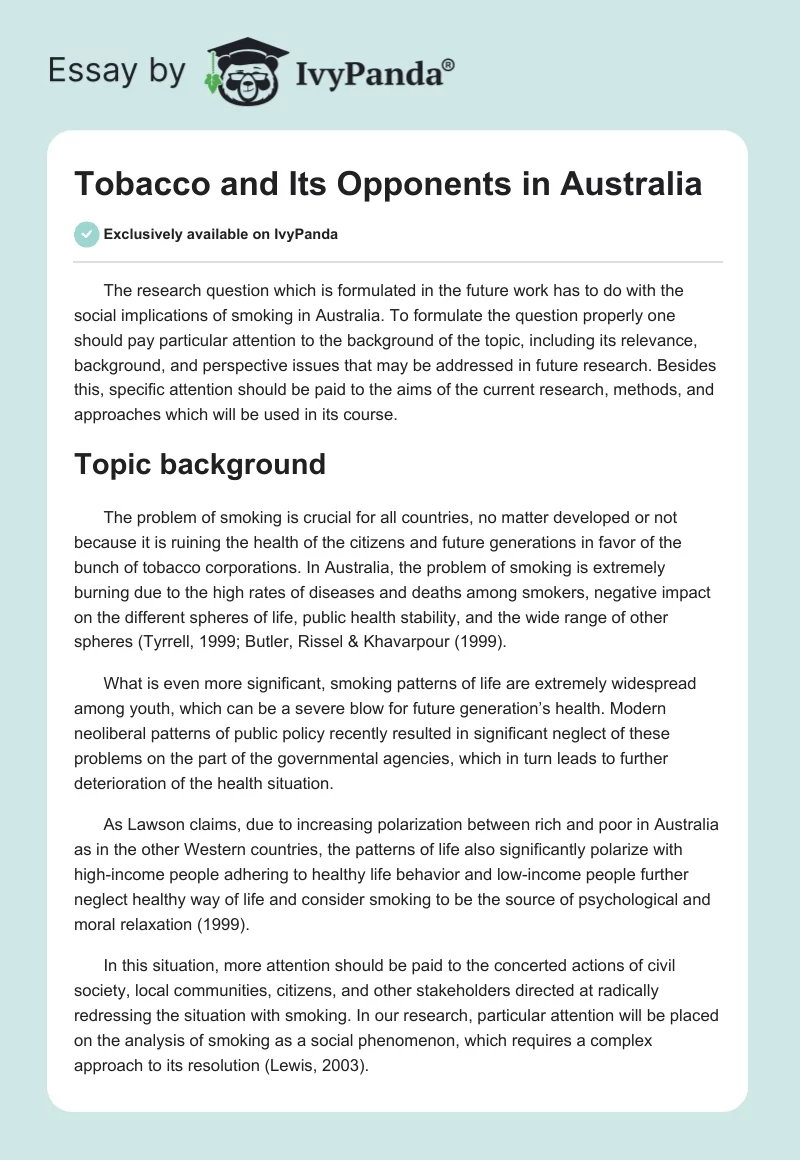 Tobacco and Its Opponents in Australia. Page 1