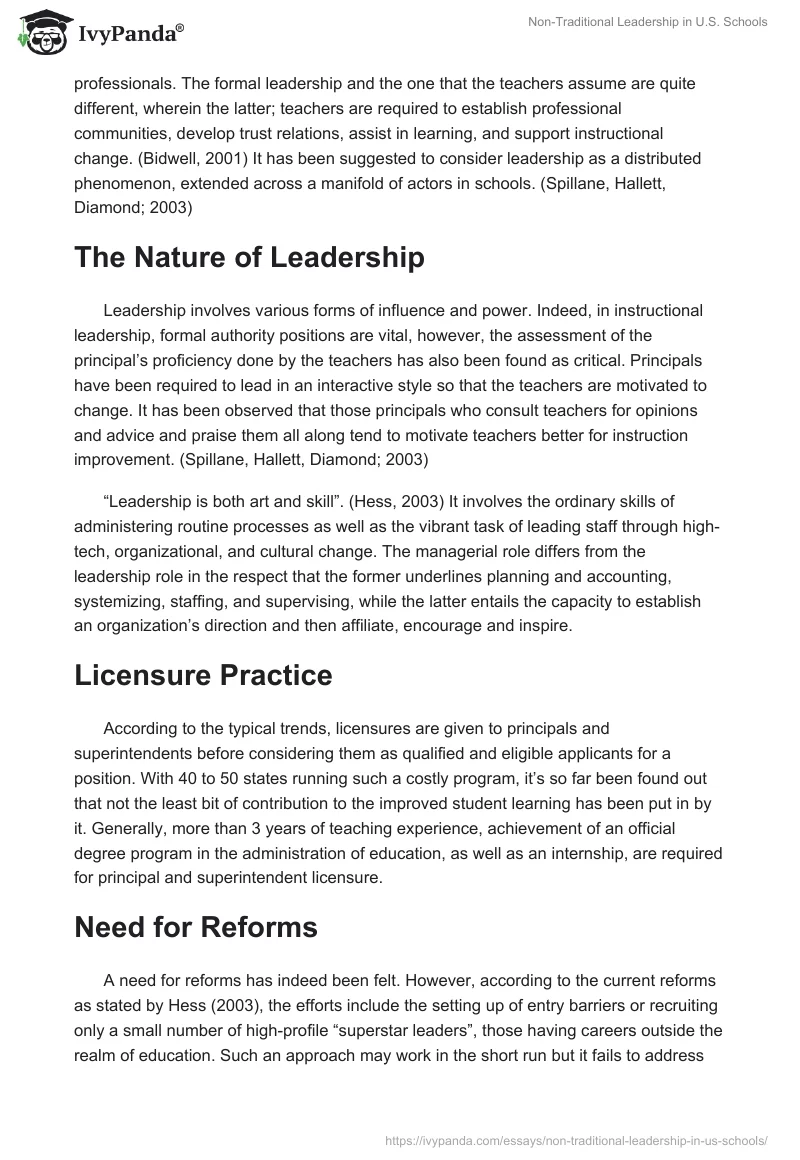 Non-Traditional Leadership in U.S. Schools. Page 2