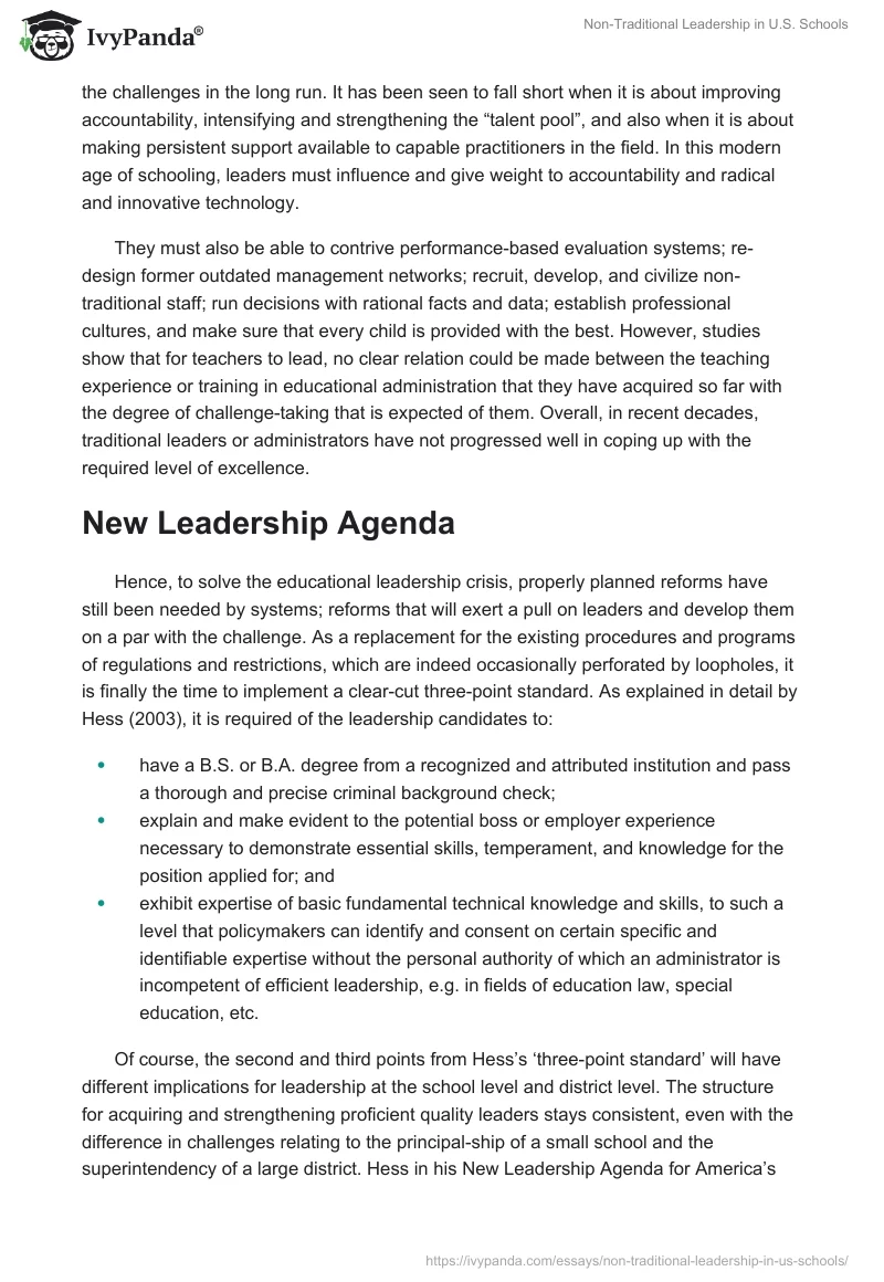 Non-Traditional Leadership in U.S. Schools. Page 3