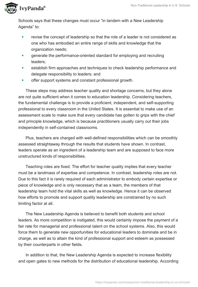 Non-Traditional Leadership in U.S. Schools. Page 4