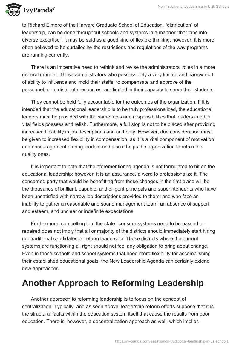 Non-Traditional Leadership in U.S. Schools. Page 5