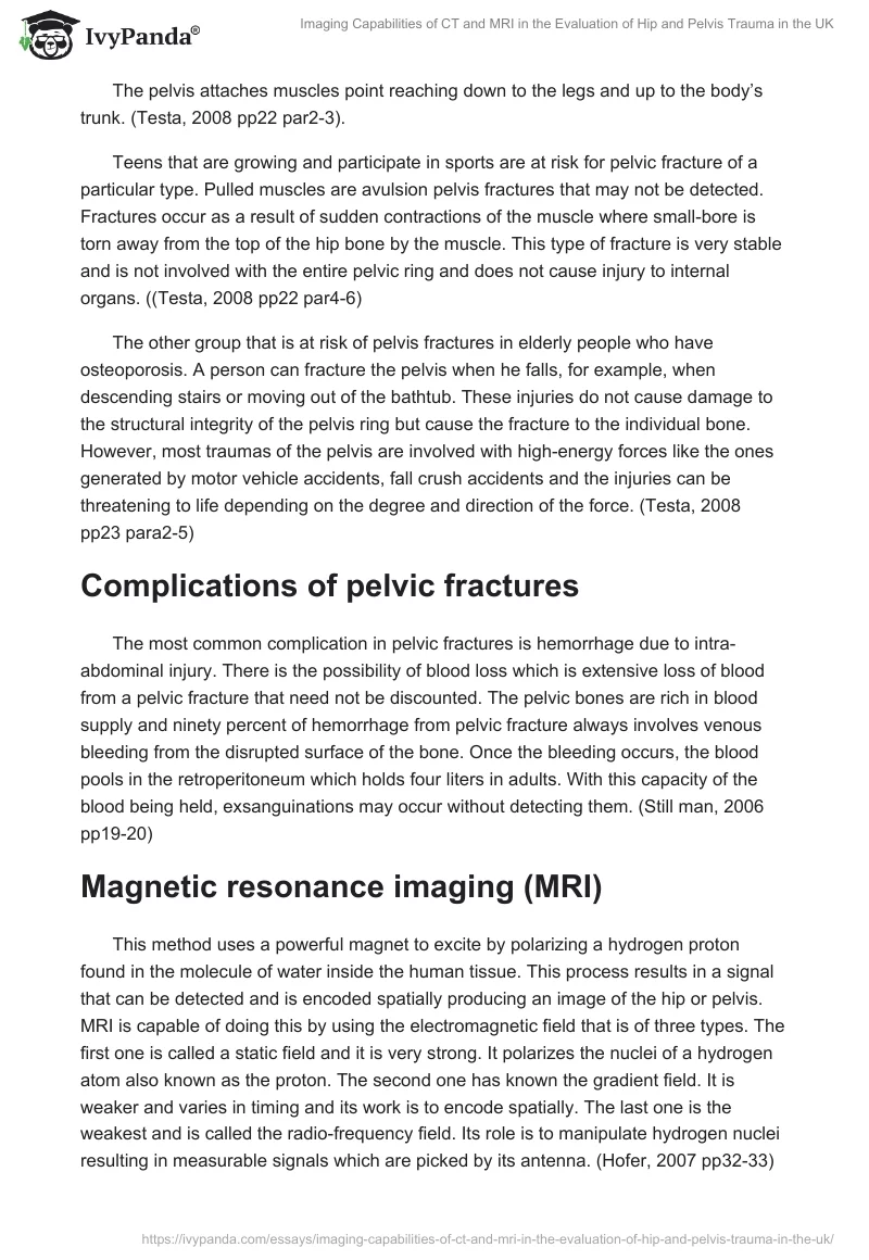 Imaging Capabilities of CT and MRI in the Evaluation of Hip and Pelvis Trauma in the UK. Page 2